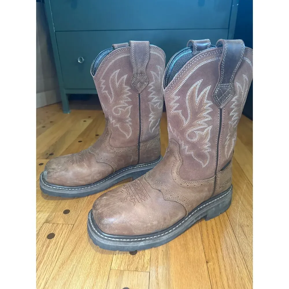 HISEA NINGO Square Steel Toe Western Work Waterproof Rodeo Cowboy Boot Men’s 8
